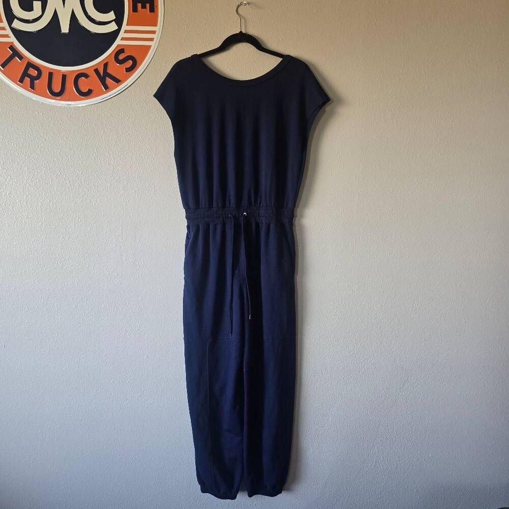 Navy Blue Jogger Sweat Jumpsuit Small Minimalist Comfy Lounge Everyday Casual